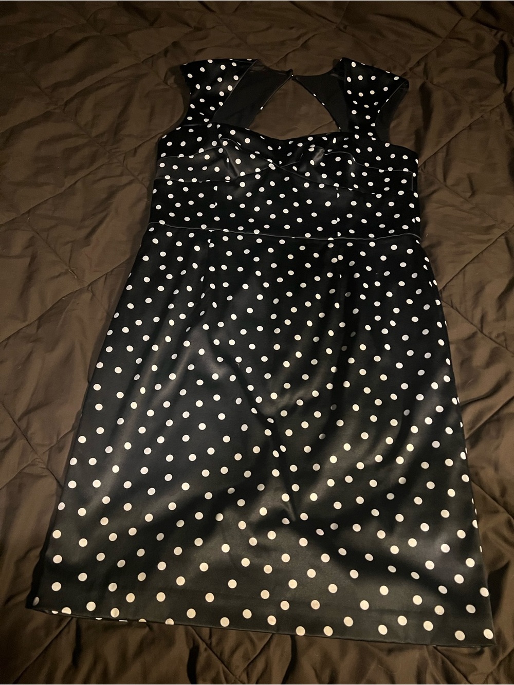 White House Black Market Black Dress with White Polka Dots